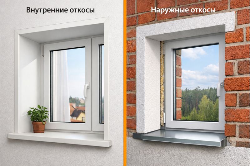 виды откосов для окон внутренние и наружные